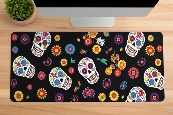 Fiesta of Skulls Gaming oyuncu Mousepad Kaydırmaz Kauçuk Dikişli Kenar 90x40 cm Mousepad