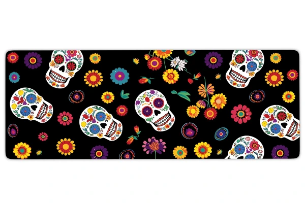 Fiesta of Skulls Gaming oyuncu Mousepad Kaydırmaz Kauçuk Dikişli Kenar 90x40 cm Mousepad