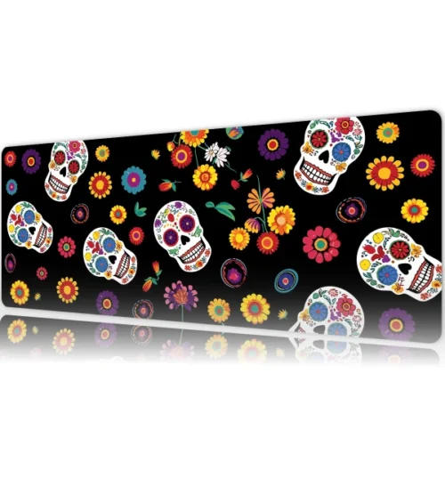 grsl1etsy163dikdortgen5 Fiesta of Skulls Gaming oyuncu Mousepad Kaydırmaz Kauçuk Dikişli Kenar 80x30 cm Mousepad