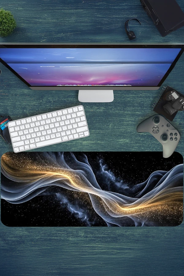 Stellar Veil Gaming oyuncu Mousepad Kaydırmaz Kauçuk Dikişli Kenar 70x30 cm Mousepad