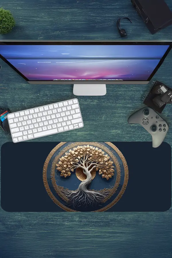 Tree of Eternity Gaming oyuncu Mousepad Kaydırmaz Kauçuk Dikişli Kenar 70x30 cm Mousepad
