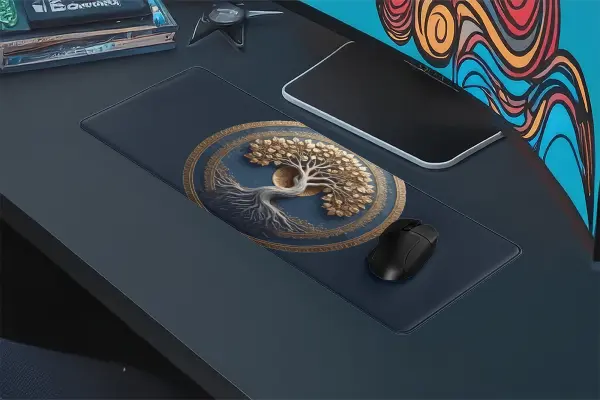 Tree of Eternity Gaming oyuncu Mousepad Kaydırmaz Kauçuk Dikişli Kenar 70x30 cm Mousepad