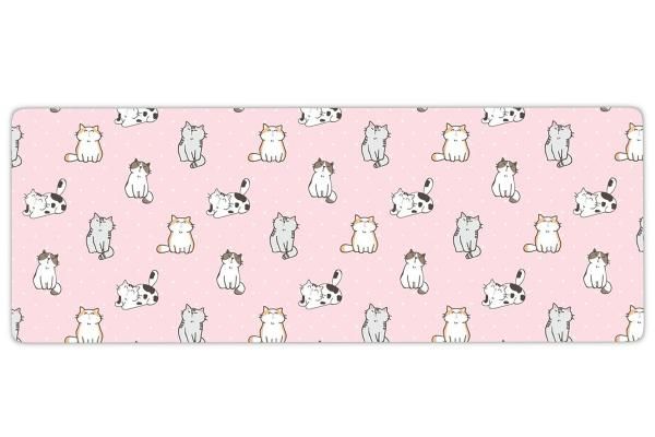 Kedi Desenli Gaming oyuncu Mousepad Kaydırmaz Kauçuk Dikişli Kenar 70x30 cm Mousepad