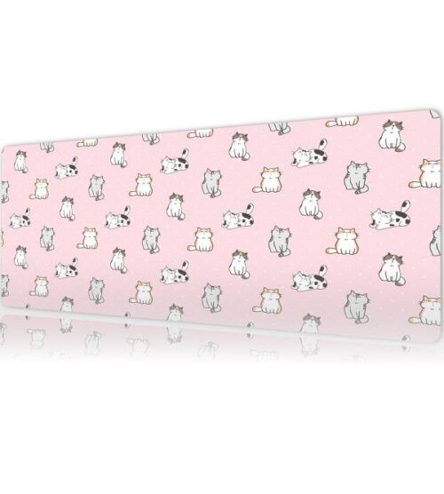 kediler5 Kedi Desenli Gaming oyuncu Mousepad Kaydırmaz Kauçuk Dikişli Kenar 80x30 cm Mousepad