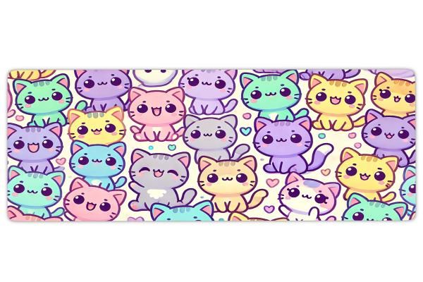 Candy Cats Gaming oyuncu Mousepad Kaydırmaz Kauçuk Dikişli Kenar 70x30 cm Mousepad