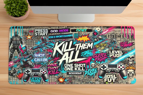 Kill Them All Gaming oyuncu Mousepad Kaydırmaz Kauçuk Dikişli Kenar 70x30cm Mousepad