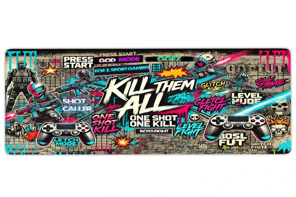Kill Them All Gaming oyuncu Mousepad Kaydırmaz Kauçuk Dikişli Kenar 70x30cm Mousepad