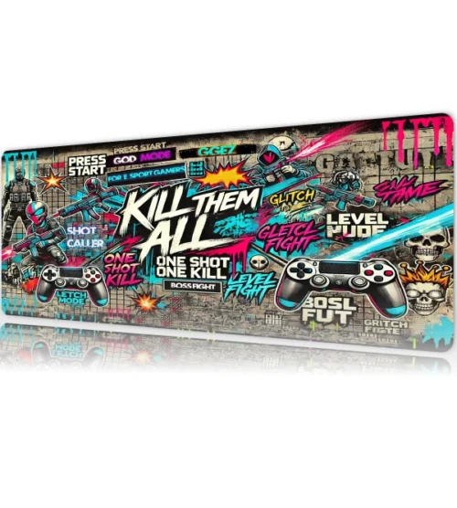 killall5 Kill Them All Gaming oyuncu Mousepad Kaydırmaz Kauçuk Dikişli Kenar 80x30 cm Mousepad