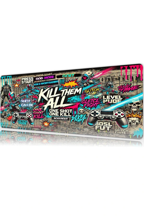 Kill Them All Gaming oyuncu Mousepad Kaydırmaz Kauçuk Dikişli Kenar 70x30cm Mousepad