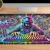 Cyber Graffiti Gaming oyuncu Mousepad Kaydırmaz Kauçuk Dikişli Kenar 70x30 cm Mousepad
