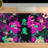 Hands of the Oni Pink Gaming oyuncu Mousepad Kaydırmaz Kauçuk Dikişli Kenar 90×40 cm Mousepad