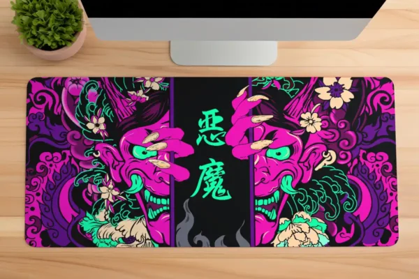 Hands of the Oni Pink Gaming oyuncu Mousepad Kaydırmaz Kauçuk Dikişli Kenar 90×40 cm Mousepad