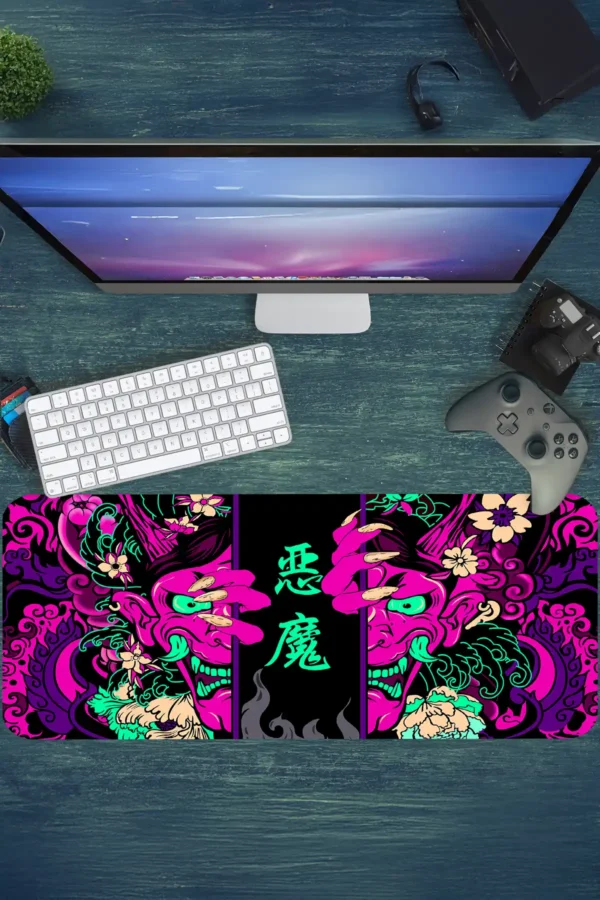 Hands of the Oni Pink Gaming oyuncu Mousepad Kaydırmaz Kauçuk Dikişli Kenar 90×40 cm Mousepad