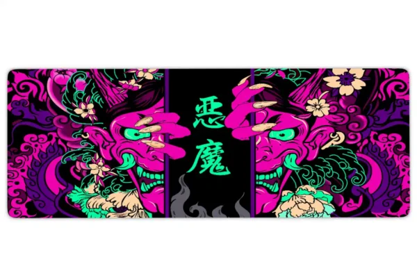 Hands of the Oni Pink Gaming oyuncu Mousepad Kaydırmaz Kauçuk Dikişli Kenar 90×40 cm Mousepad