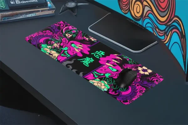 Hands of the Oni Pink Gaming oyuncu Mousepad Kaydırmaz Kauçuk Dikişli Kenar 90×40 cm Mousepad