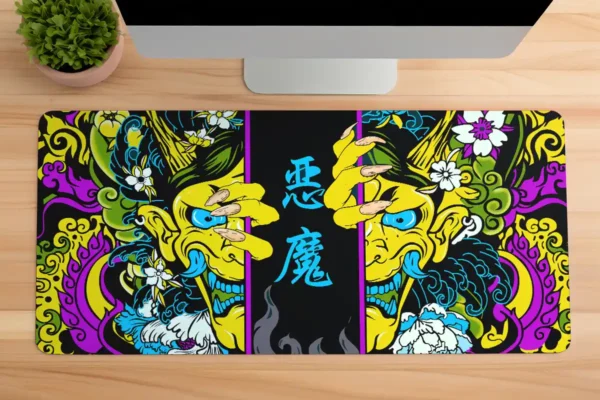 Hands of the Oni Yellow Gaming oyuncu Mousepad Kaydırmaz Kauçuk Dikişli Kenar 90×40 cm Mousepad