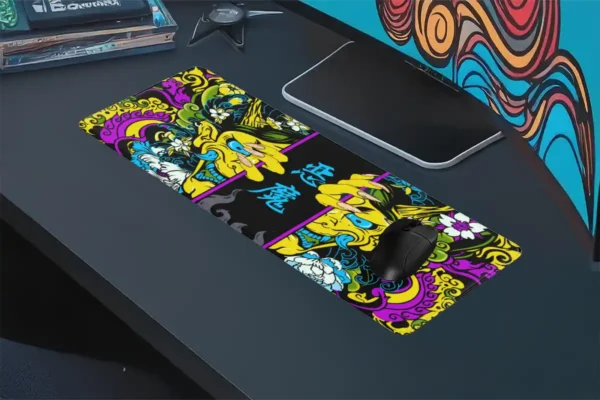 Hands of the Oni Yellow Gaming oyuncu Mousepad Kaydırmaz Kauçuk Dikişli Kenar 90×40 cm Mousepad