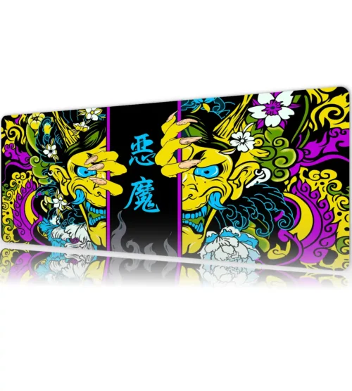 Hands of the Oni Yellow Gaming oyuncu Mousepad Kaydırmaz Kauçuk Dikişli Kenar 90×40 cm Mousepad