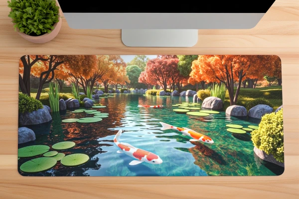 Koi Haven  Gaming oyuncu Mousepad Kaydırmaz Kauçuk Dikişli Kenar 90x40 cm Mousepad