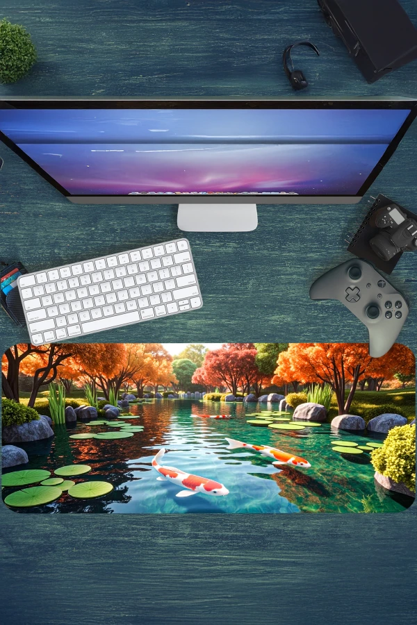 Koi Haven  Gaming oyuncu Mousepad Kaydırmaz Kauçuk Dikişli Kenar 90x40 cm Mousepad