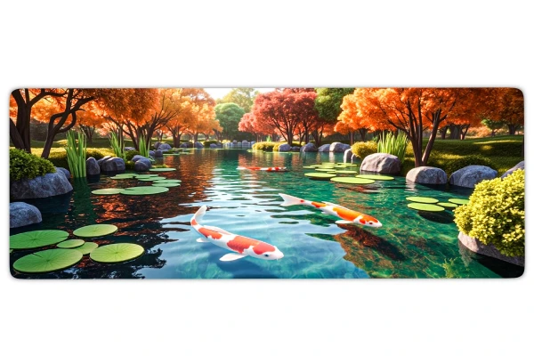 Koi Haven  Gaming oyuncu Mousepad Kaydırmaz Kauçuk Dikişli Kenar 90x40 cm Mousepad