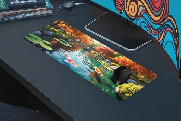 Koi Haven  Gaming oyuncu Mousepad Kaydırmaz Kauçuk Dikişli Kenar 90x40 cm Mousepad