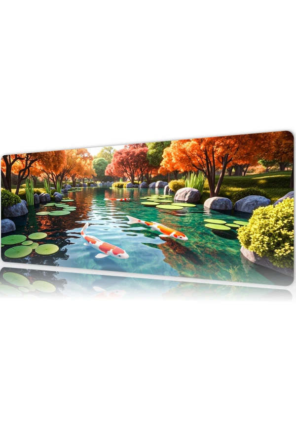 Koi Haven  Gaming oyuncu Mousepad Kaydırmaz Kauçuk Dikişli Kenar 90x40 cm Mousepad