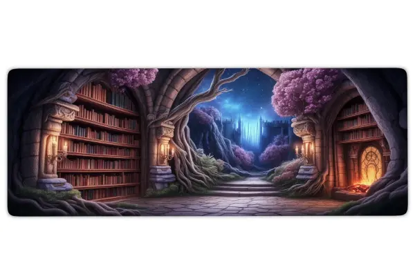 Mystic Library Path  Gaming oyuncu Mousepad Kaydırmaz Kauçuk Dikişli Kenar 80x30 cm Mousepad