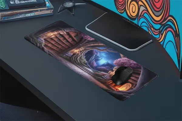 Mystic Library Path  Gaming oyuncu Mousepad Kaydırmaz Kauçuk Dikişli Kenar 80x30 cm Mousepad