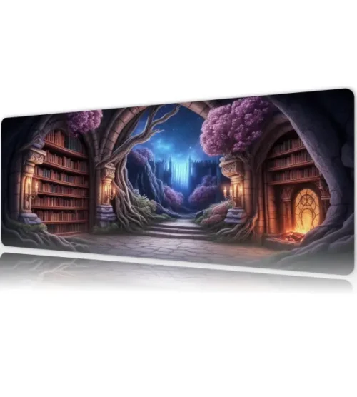 skl2etsy172dikdortgen5 Mystic Library Path Gaming oyuncu Mousepad Kaydırmaz Kauçuk Dikişli Kenar 80x30 cm Mousepad
