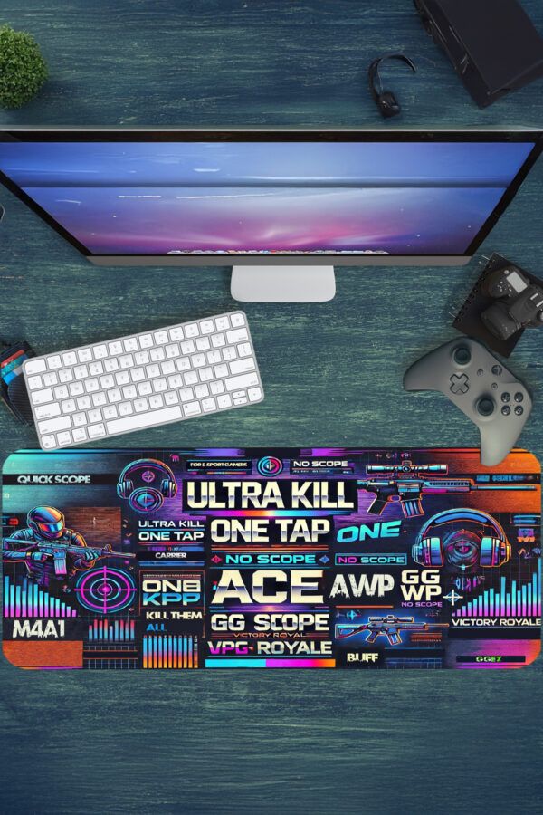 Pixel Warfare Gaming oyuncu Mousepad Kaydırmaz Kauçuk Dikişli Kenar 70x30 cm Mousepad