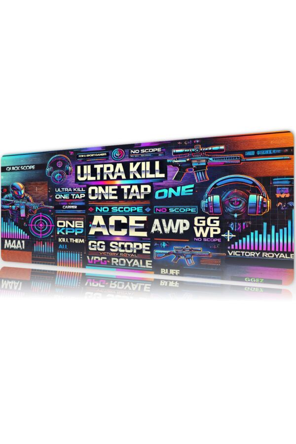 Pixel Warfare Gaming oyuncu Mousepad Kaydırmaz Kauçuk Dikişli Kenar 70x30 cm Mousepad