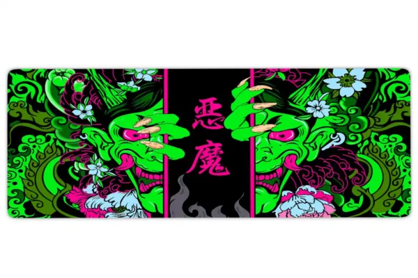 Hands of the Oni Green Gaming oyuncu Mousepad Kaydırmaz Kauçuk Dikişli Kenar 90×40 cm Mousepad