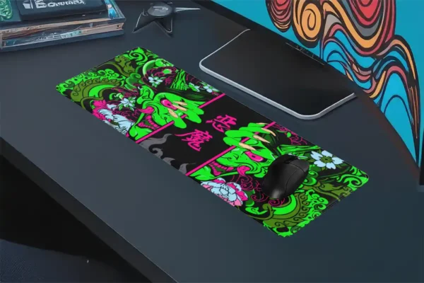 Hands of the Oni Green Gaming oyuncu Mousepad Kaydırmaz Kauçuk Dikişli Kenar 90×40 cm Mousepad