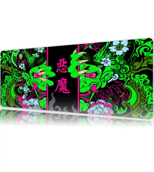 Hands of the Oni Green Gaming oyuncu Mousepad Kaydırmaz Kauçuk Dikişli Kenar 90×40 cm Mousepad