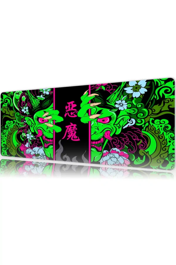 Hands of the Oni Green Gaming oyuncu Mousepad Kaydırmaz Kauçuk Dikişli Kenar 90×40 cm Mousepad