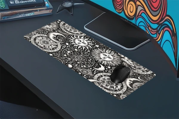 Zodiac Realms” Gaming oyuncu Mousepad Kaydırmaz Kauçuk Dikişli Kenar 90x40 cm Mousepad