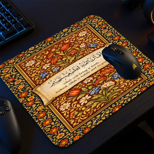 etsy-246 KARE48x405 Islamic Floral Gaming oyuncu Mouse pad Kaydırmaz Kauçuk Dikişli 480X400X Mm