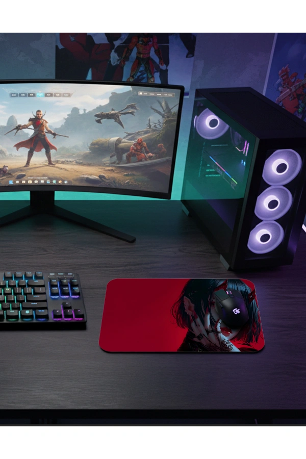 Devil Girl Gaming  oyuncu Mouse pad Kaydırmaz Kauçuk Dikişli  480X400 Mm