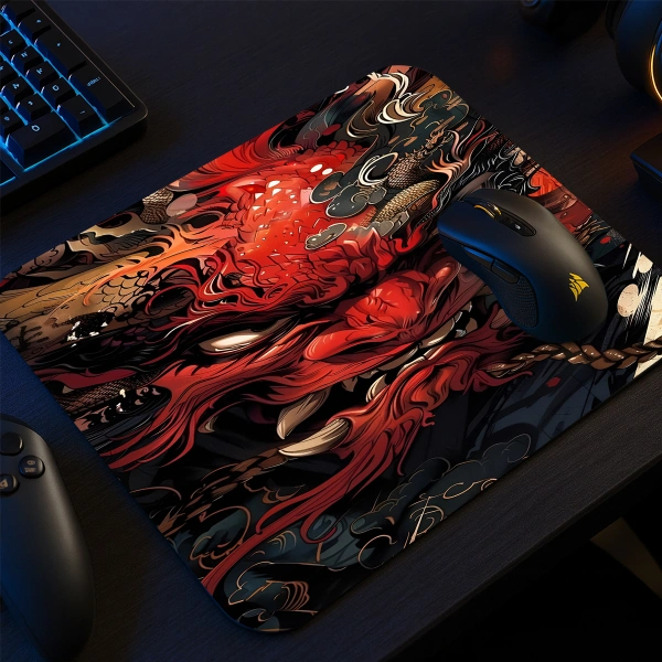 Inferno Dragon Gaming  oyuncu Mouse pad Kaydırmaz Kauçuk Dikişli 40x30 cm