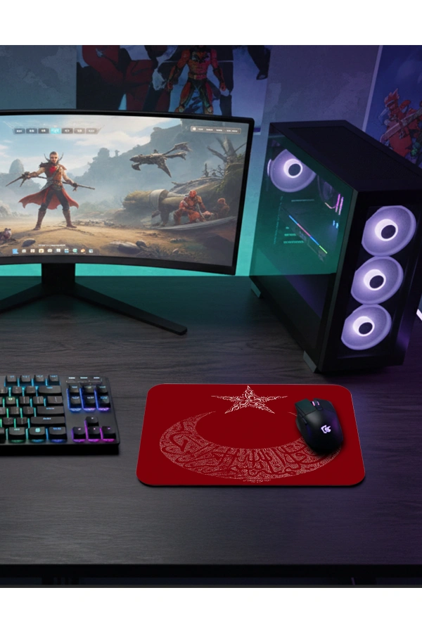 Turkish Crescent  Gaming  oyuncu Mouse pad Kaydırmaz Kauçuk Dikişli 480X400 Mm