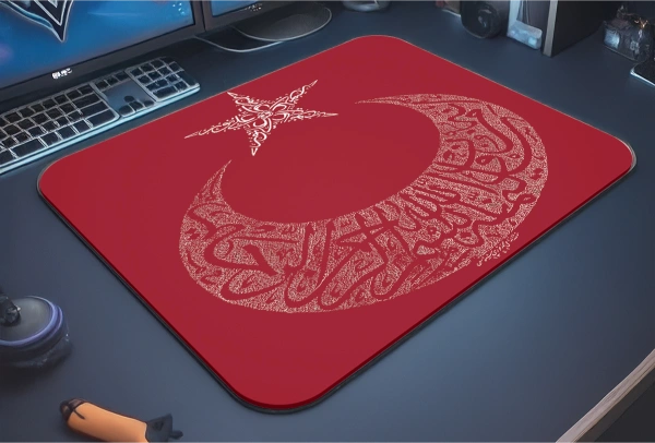 Turkish Crescent  Gaming  oyuncu Mouse pad Kaydırmaz Kauçuk Dikişli 480X400 Mm