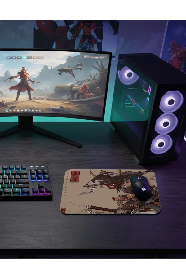 Warrior Oni   Gaming  oyuncu Mouse pad Kaydırmaz Kauçuk Dikişli 480X400 Mm