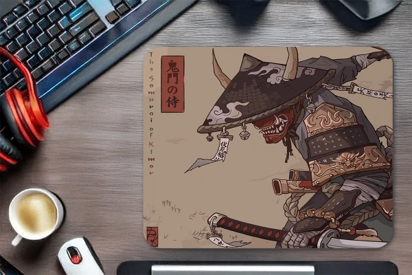 Warrior Oni   Gaming  oyuncu Mouse pad Kaydırmaz Kauçuk Dikişli 480X400 Mm