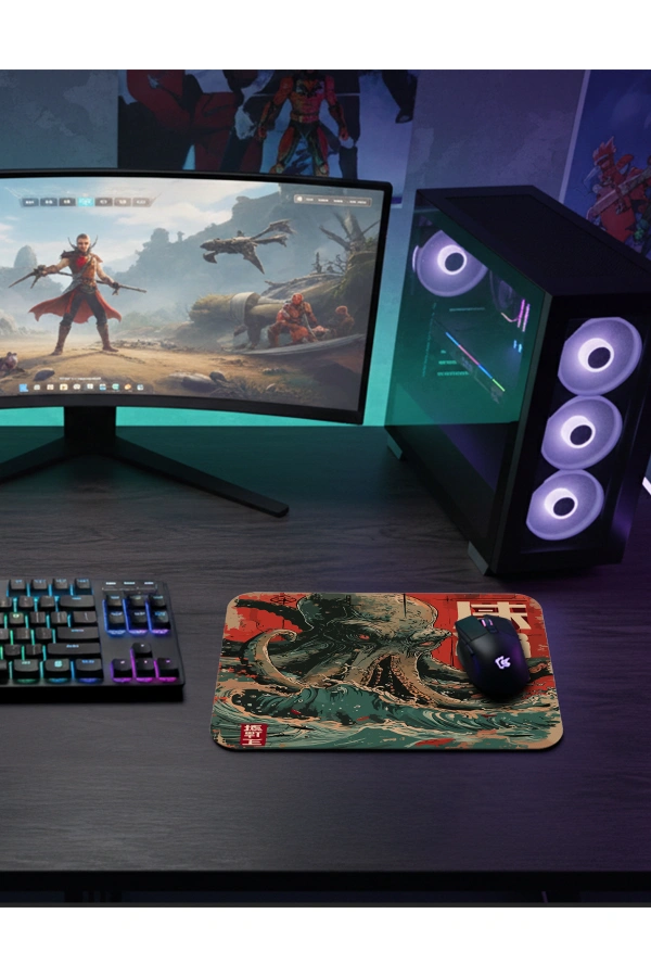 Kraken Rising Gaming  oyuncu Mouse pad Kaydırmaz Kauçuk Dikişli    480X400 Mm
