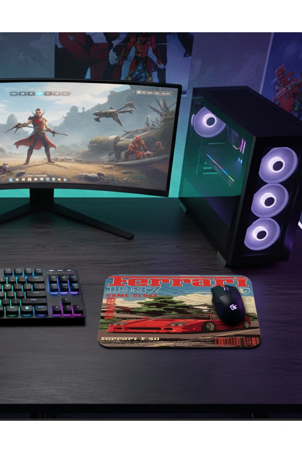 Ferrari F40 Gaming  oyuncu Mouse pad Kaydırmaz Kauçuk Dikişli    480X400 Mm