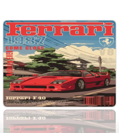 etsy-305 kare48x402 Ferrari F40 Gaming oyuncu Mouse pad Kaydırmaz Kauçuk Dikişli 480X400 Mm