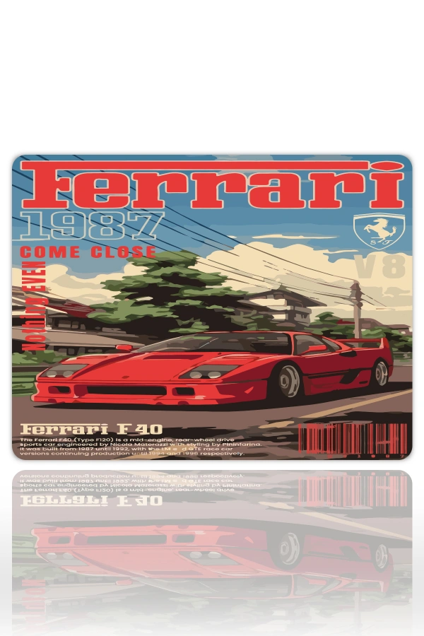 Ferrari F40 Gaming  oyuncu Mouse pad Kaydırmaz Kauçuk Dikişli    480X400 Mm
