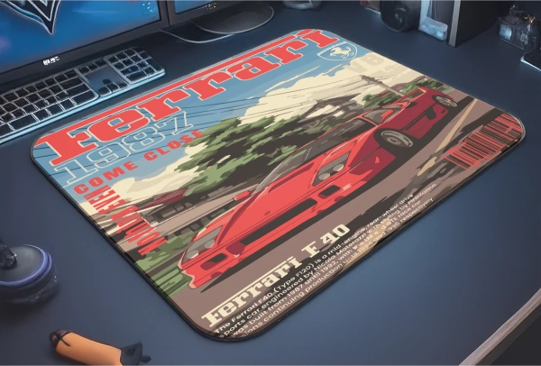 Ferrari F40 Gaming  oyuncu Mouse pad Kaydırmaz Kauçuk Dikişli    480X400 Mm