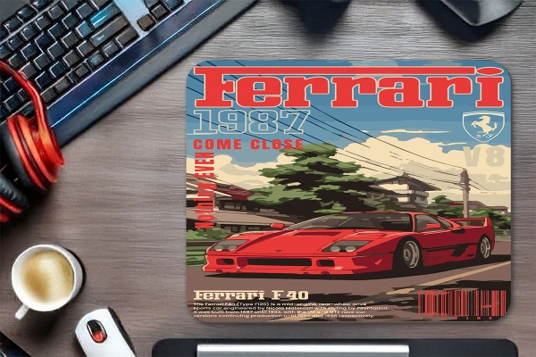 Ferrari F40 Gaming  oyuncu Mouse pad Kaydırmaz Kauçuk Dikişli    480X400 Mm